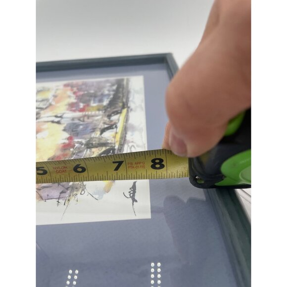 Signed Watercolor Print Cityscape Blue Frame - Picture 7 of 7